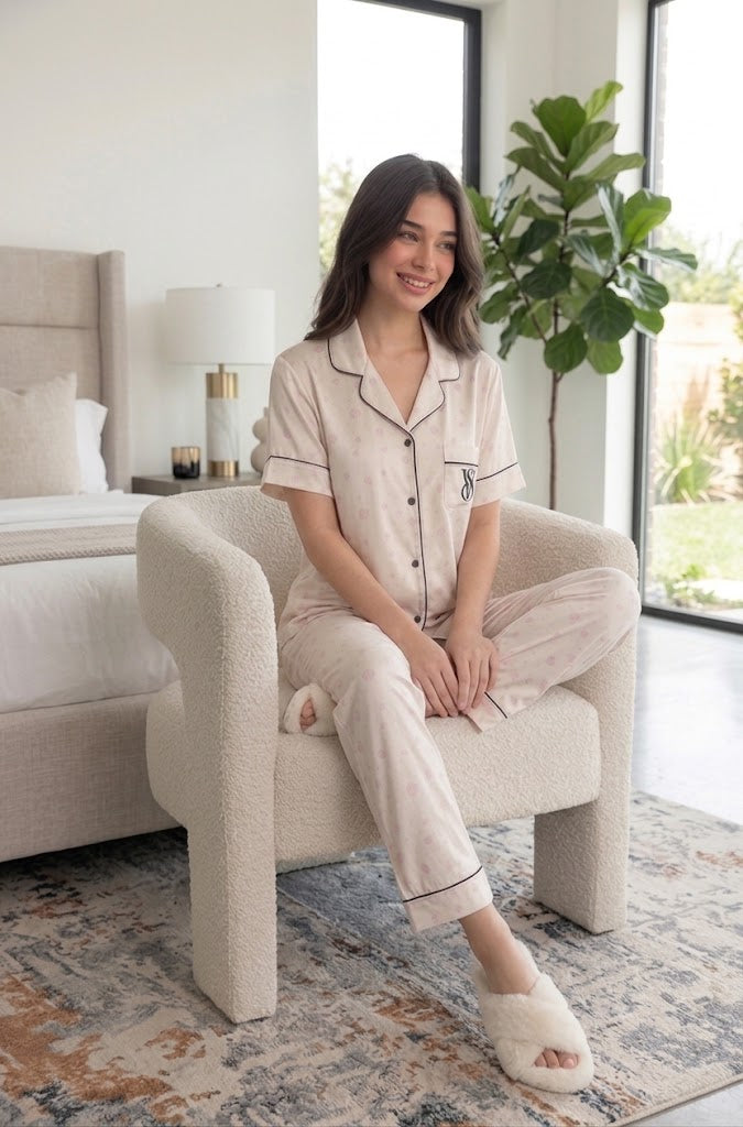 Blush Pink Printed Pajama Set