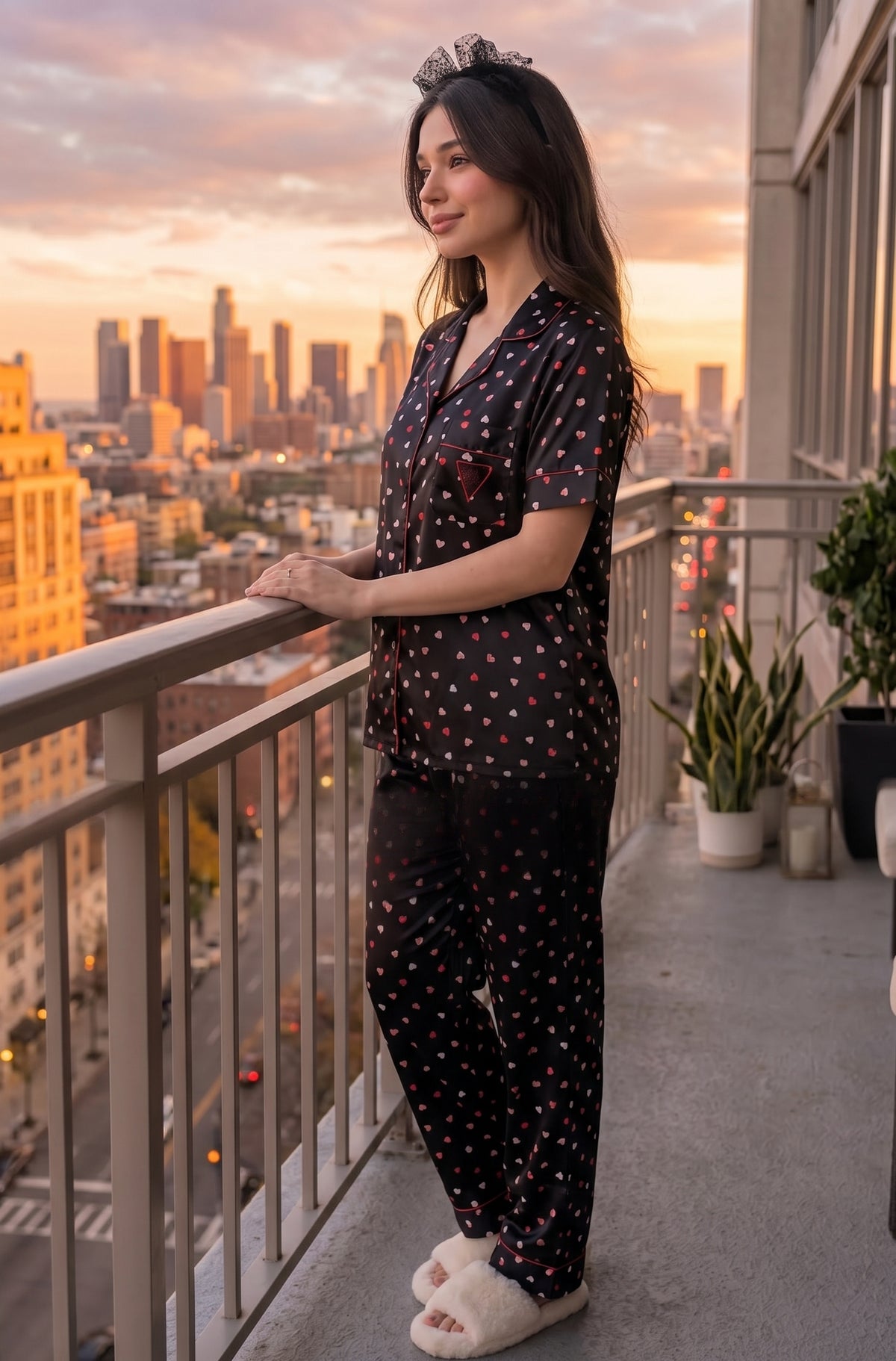 Victoria's Secret Short Sleeve Heart Satin Pajama
