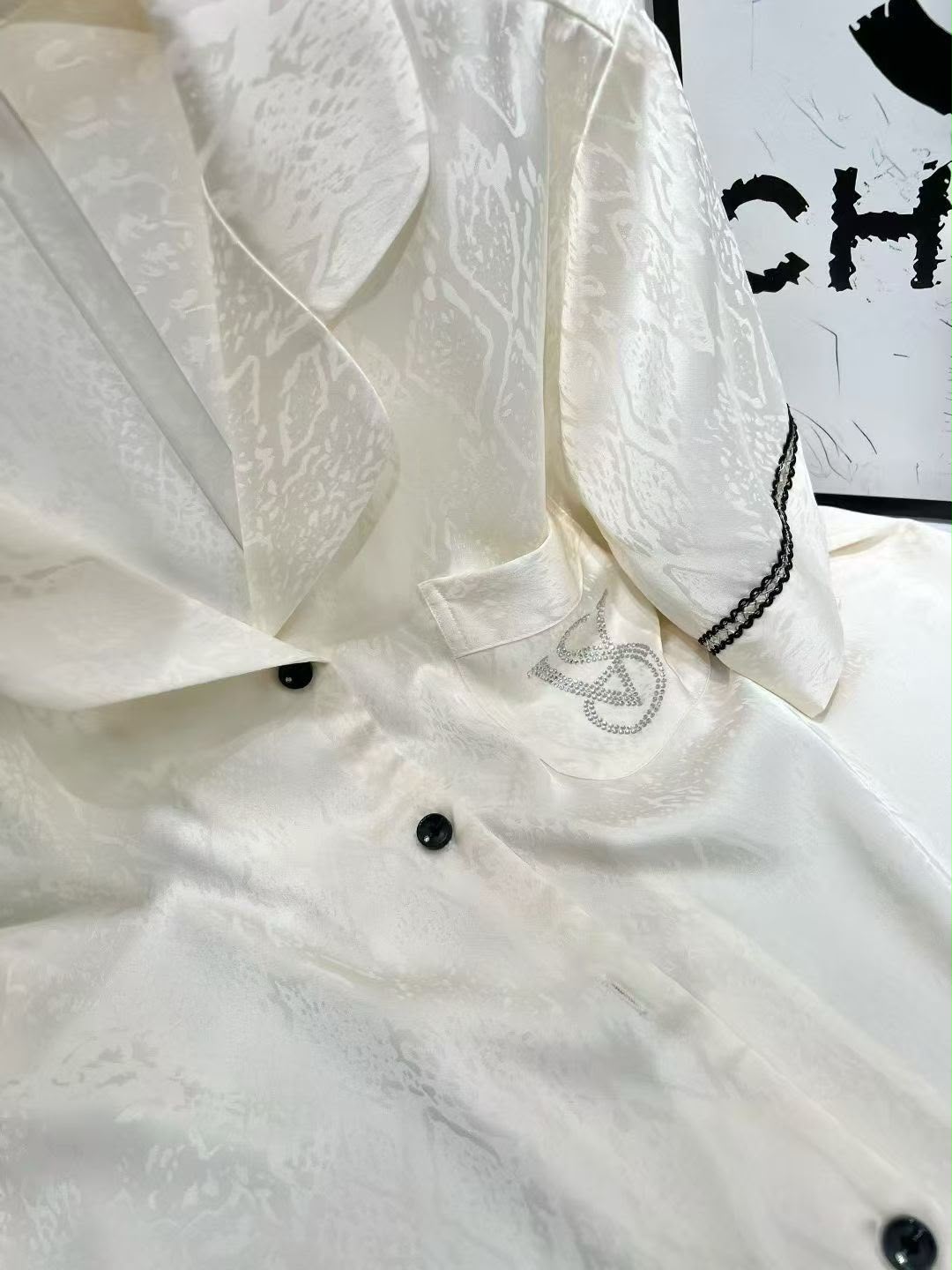 Off-White Jacquard Pajama Set