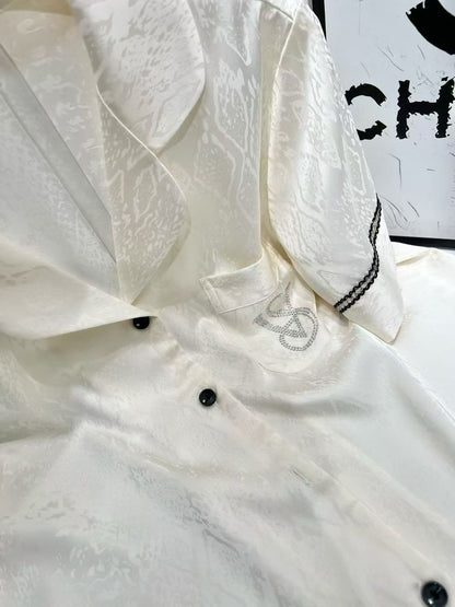 Off-White Jacquard Pajama Set