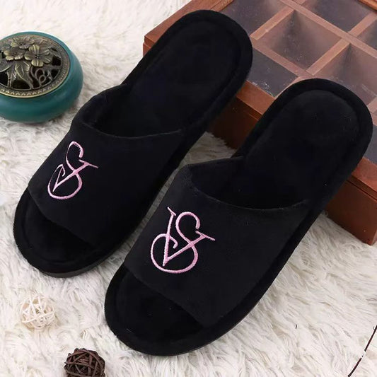 Luxe Pink Logo Slides-black