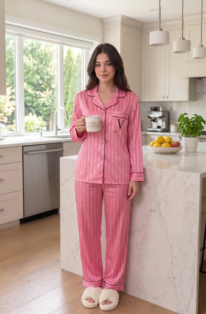 Victoria's Secret Striped Satin Pajamas Lino