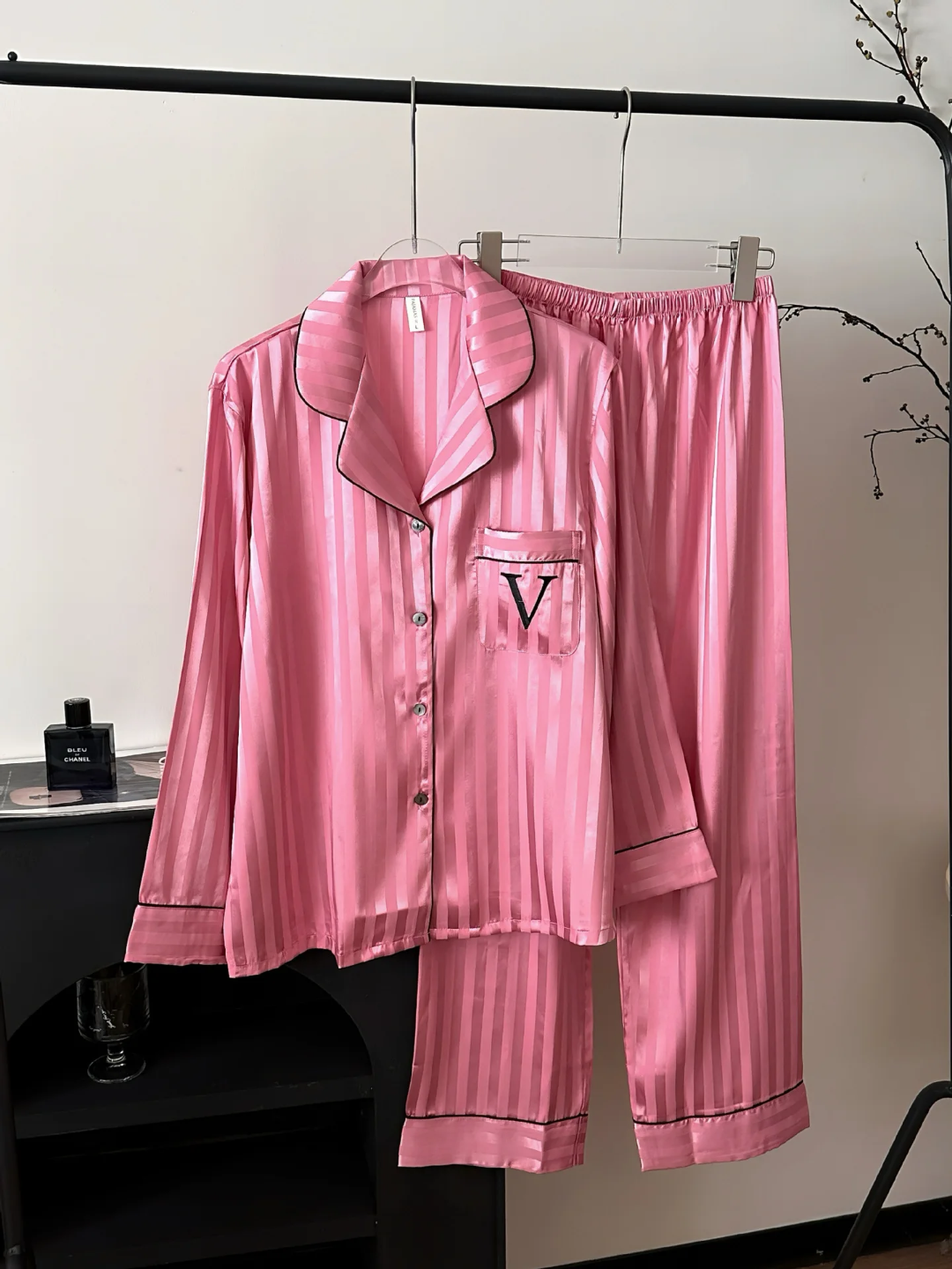 Victoria's Secret Striped Satin Pajamas Lino