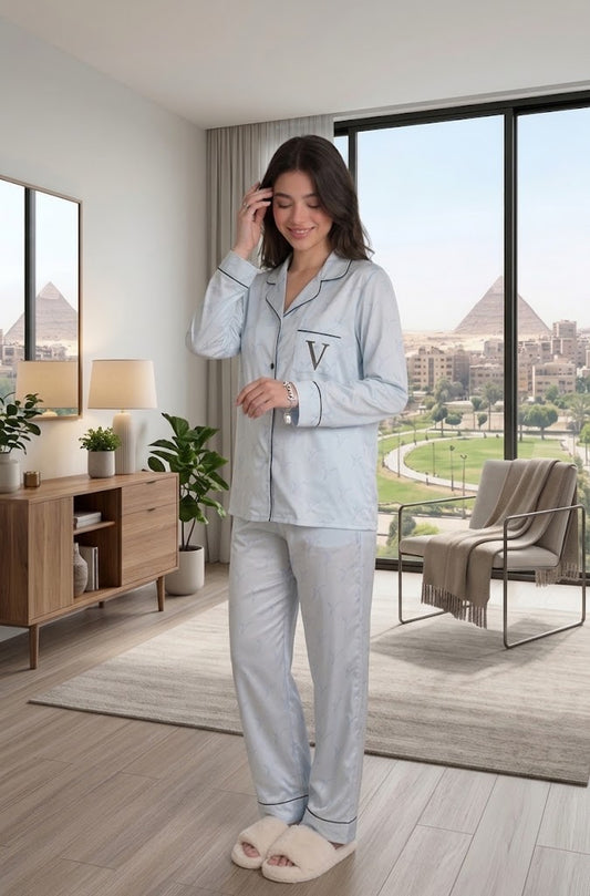 Victoria V-Monogram Satin Set
