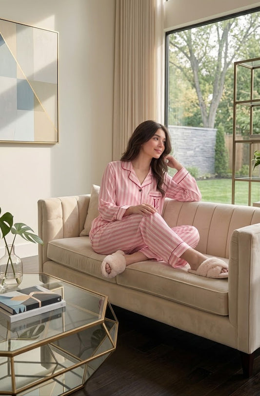 Victoria’s Secret Pink Striped Satin Pajama Set