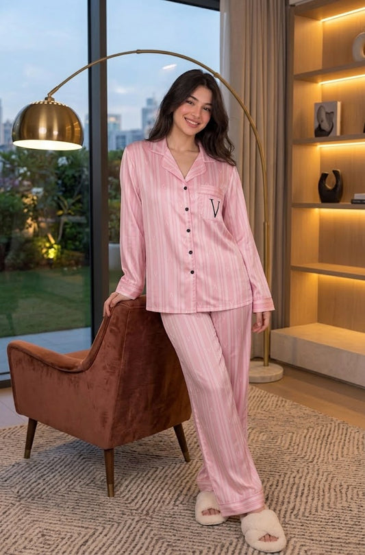 Victoria Pinstripe Satin Set
