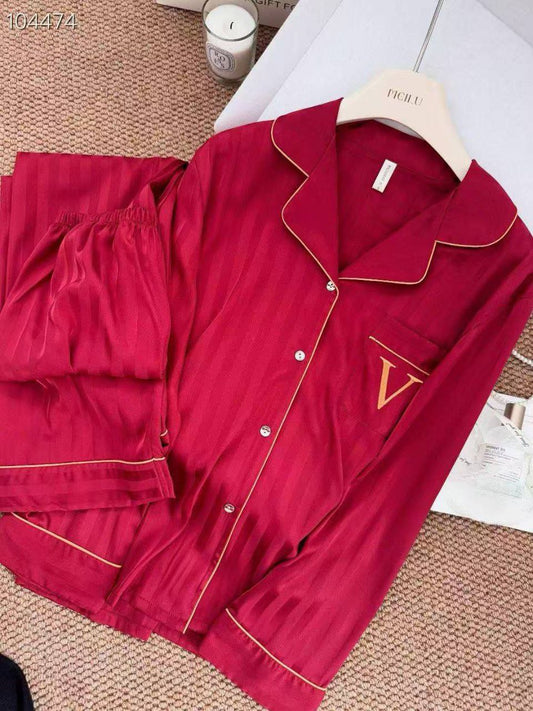 Victoria’s Secret Red Striped Satin  Pajama Set